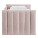 Veyla Channel Tufted Performance Velvet Twin Daybed With Trundle
