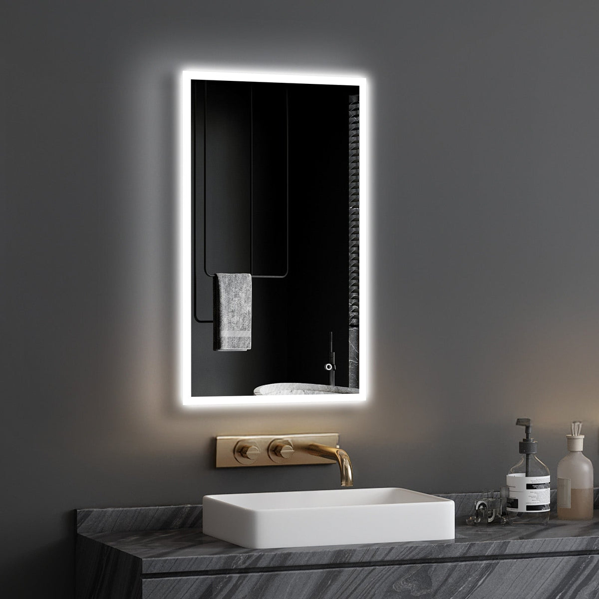 Lyra Modern LED Mirror – Acrylic Frame, Anti-Fog, Dimmable