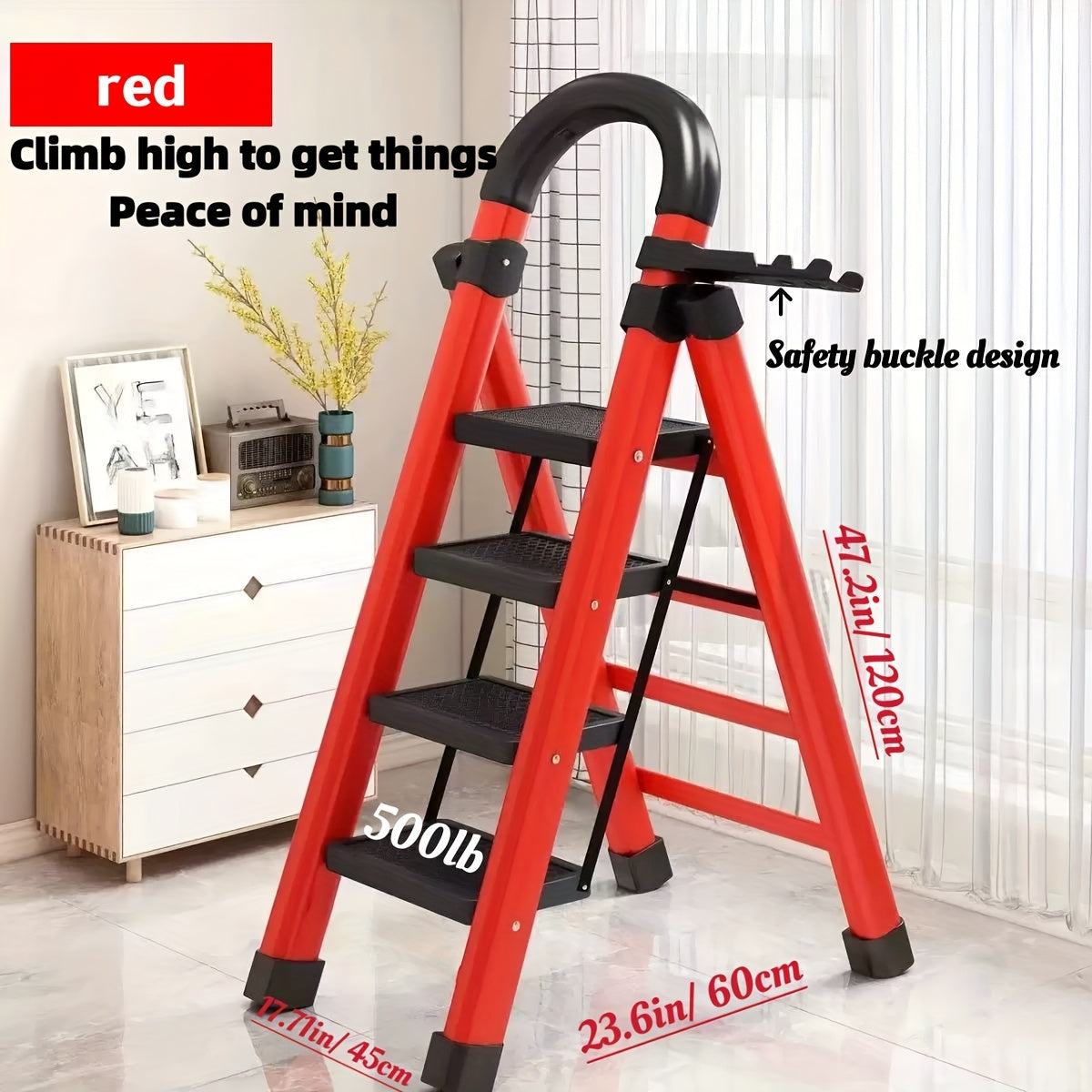 Heavy Duty Folding Step Ladder 3/4/5 Step Non-Slip 500LBS Capacity Portable 2Dropme