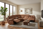 MaxView Media Mocha 6-Piece Power Reclining Sectional with Immersive Sound System
