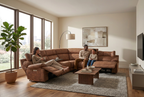 MaxView Media Mocha 6-Piece Power Reclining Sectional with Immersive Sound System