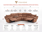 MaxView Media Mocha 6-Piece Power Reclining Sectional with Immersive Sound System