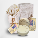 Starter Kit 100% Cotton Dishcloth 11" x 11" (4), Kitchen Towel 24" x 15" (2), Dish Soaps (1 Each Scent)