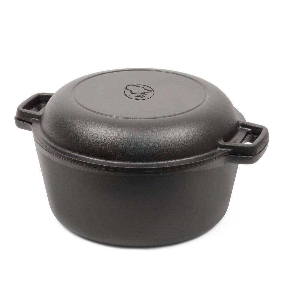 Cast Iron 5-Quart Pre-Seasoned Dutch Oven with 2-in-1 Skillet Lid 10.25-inch HomePacific