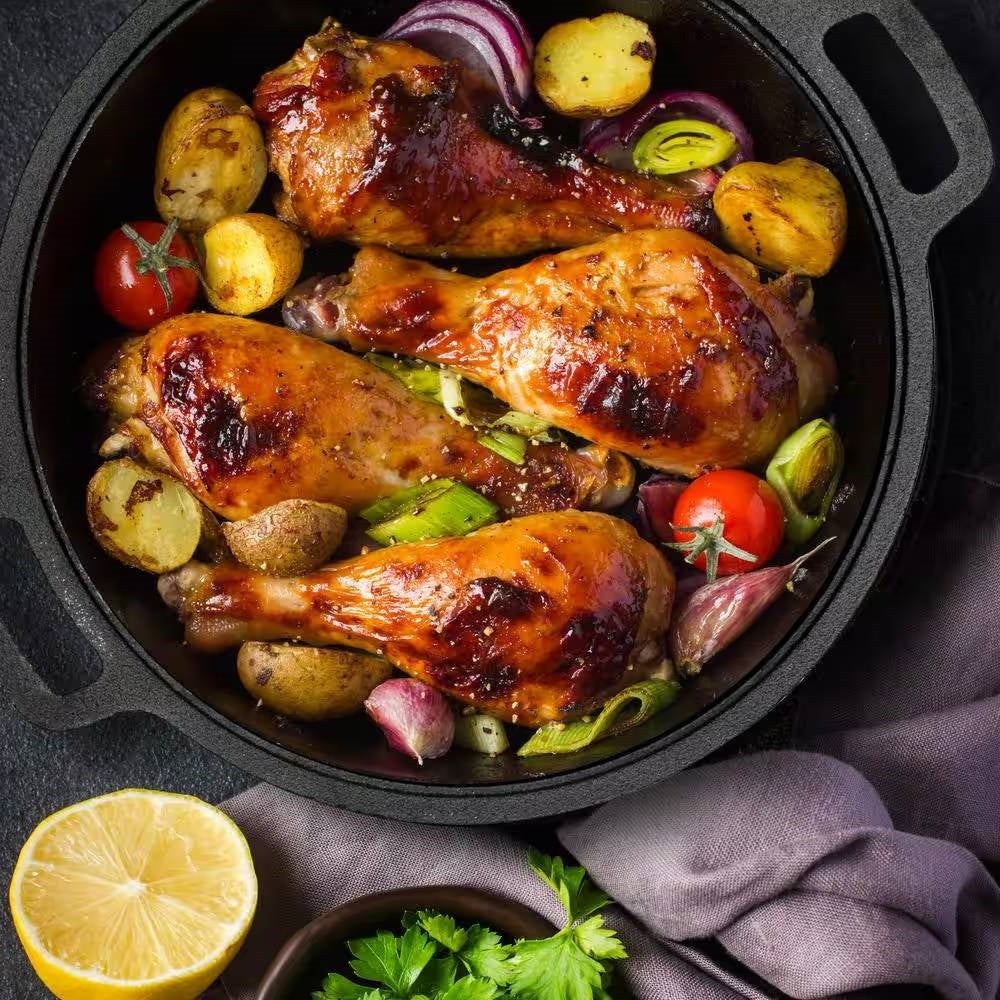 Cast Iron 5-Quart Pre-Seasoned Dutch Oven with 2-in-1 Skillet Lid 10.25-inch HomePacific