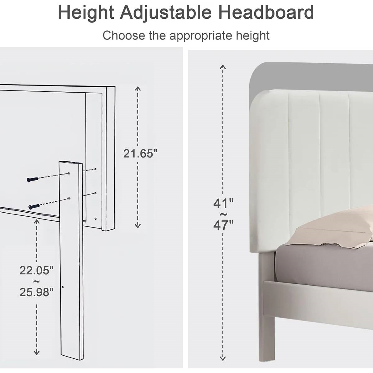 Queen size White Upholstered Platform Bed Frame with Headboard HomePacific