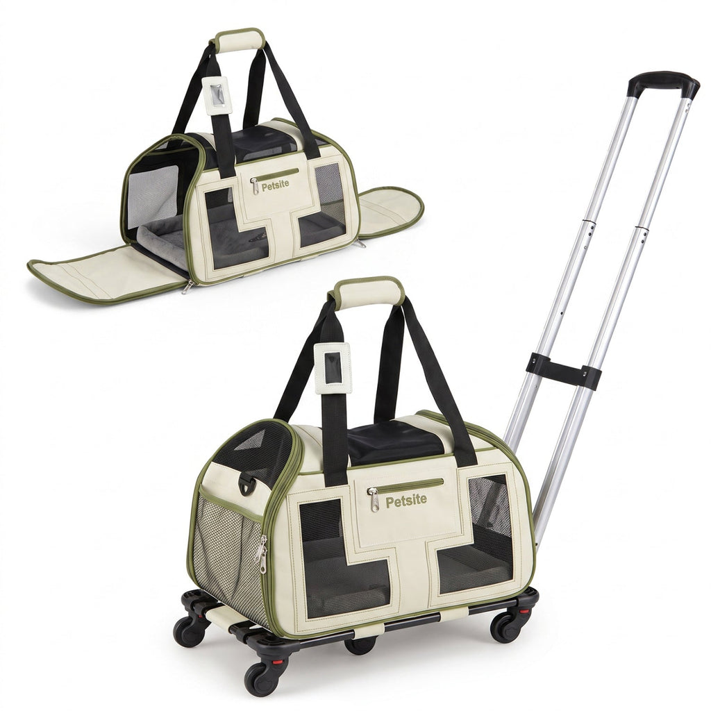 Rolling Pet Carrier with Wheels & Telescopic Handle