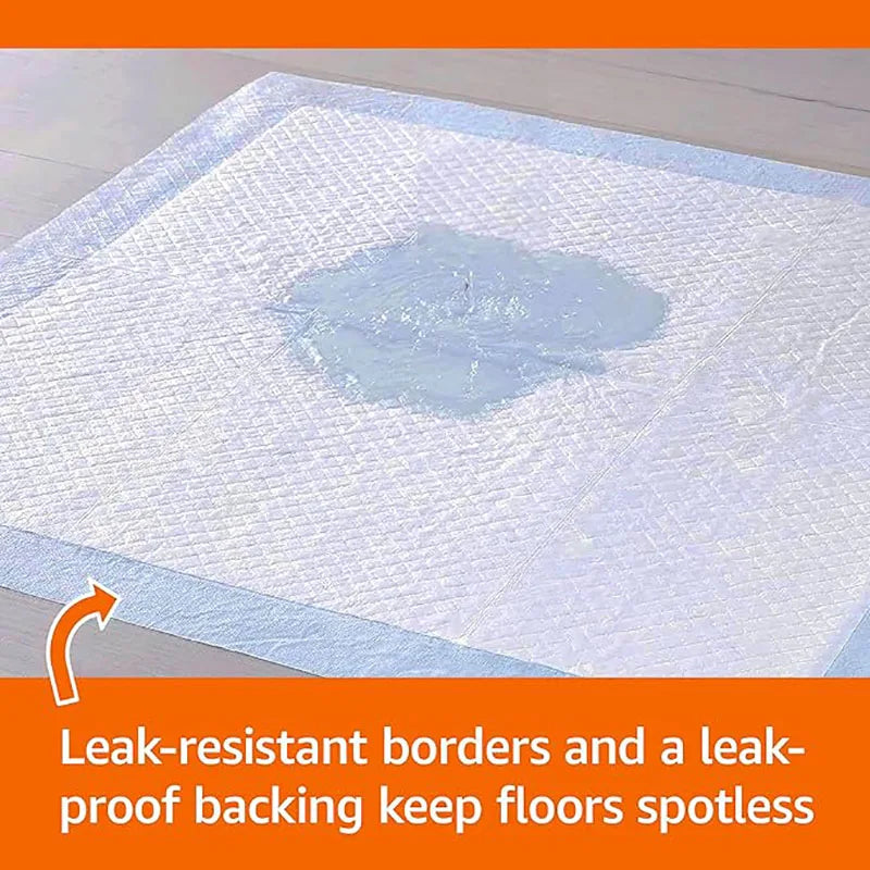 Leak Proof Dog Puppy Potty Pads, 5-Layer Quick Dry High Absorbency, Extra Large Blue White Disposable Training Mats