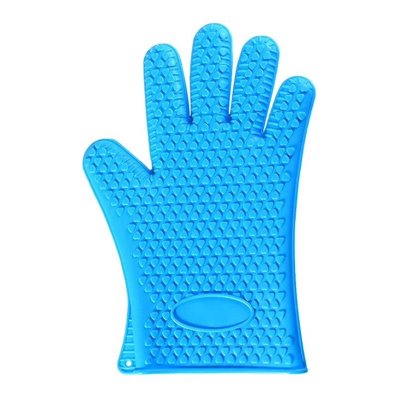 Silicone Oven Mitt | Heat Resistant Gloves with Full Finger and Wrist Protection