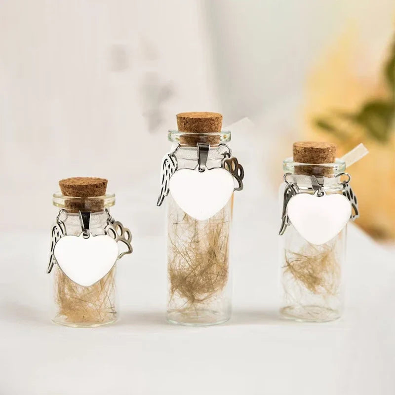 Pet Memorial Bottle for Pet Hair | Dog Cat Fur Keepsake with Silver Accessories