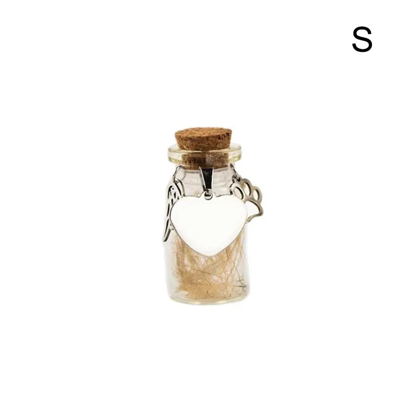 Pet Memorial Bottle for Pet Hair | Dog Cat Fur Keepsake with Silver Accessories
