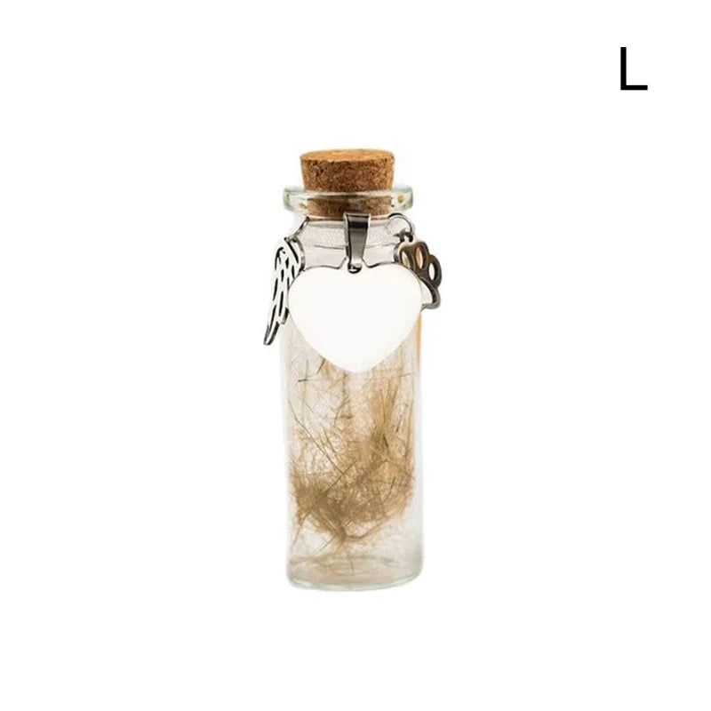 Pet Memorial Bottle for Pet Hair | Dog Cat Fur Keepsake with Silver Accessories