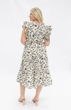 Black & Ivory Floral Tiered Dress