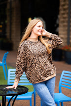 Mock Neck Sweatshirt, Leopard