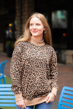 Mock Neck Sweatshirt, Leopard