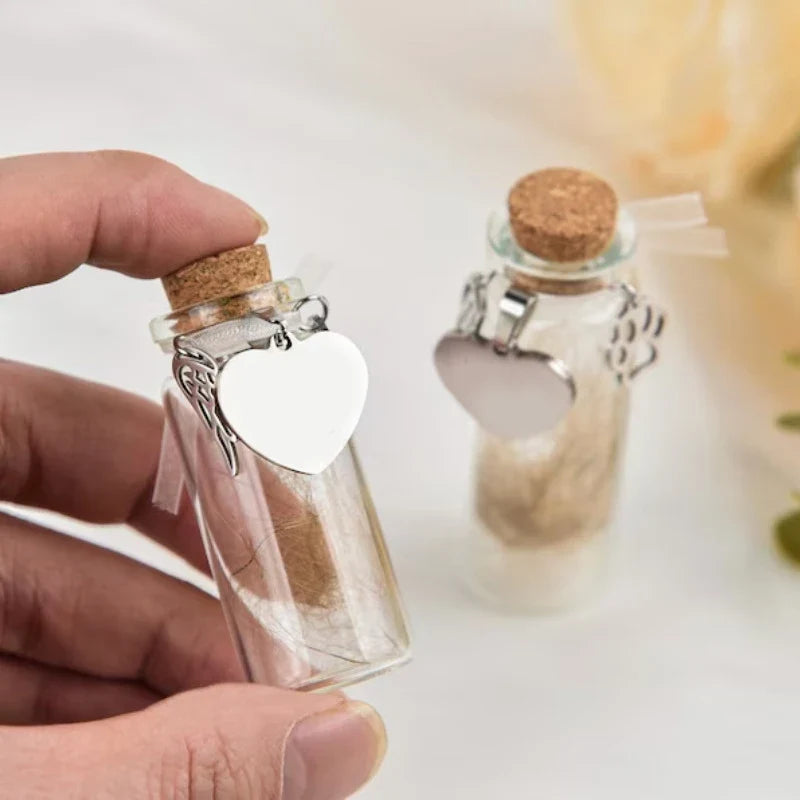 Pet Memorial Bottle for Pet Hair | Dog Cat Fur Keepsake with Silver Accessories