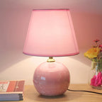 Nordic Pink Ceramic Bedside Table Lamp – Modern Cute LED Desk Lamp for Bedroom, Kids Room & Home Décor