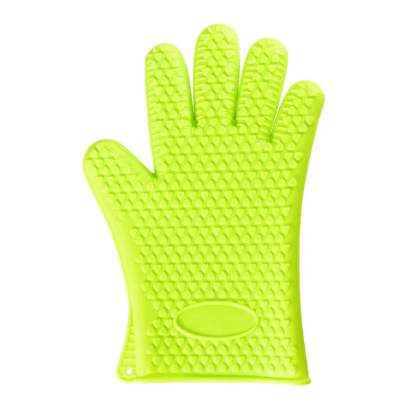 Silicone Oven Mitt | Heat Resistant Gloves with Full Finger and Wrist Protection