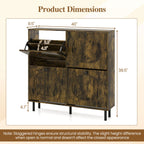 Shoe Storage Cabinet with 4 Flip Drawers - Rustic Brown