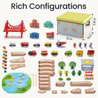 Tiny Land® 110-Piece Wooden Train Set with Folding Storage Box