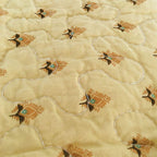 Green Blue Persian Paisley Scalloped Cotton Reversible Quilted Throw Blanket