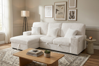 Venice Ivory Corduroy Storage Sleeper Sectional w/ Dual Cupholders & USB Ports