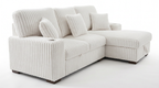 Venice Ivory Corduroy Storage Sleeper Sectional w/ Dual Cupholders & USB Ports
