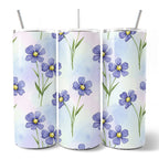 Delicate Blue Wildflowers 20oz Personalized Tumbler With Lid and Stainless Steel Straw, Soft Pastel Floral Pattern Gift Cup OrnamentallyYou
