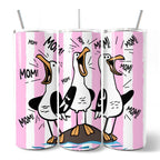 Funny Mom Calling Seagull 20oz Personalized Tumbler With Lid and Stainless Steel Straw, Pink Coastal Bird Gift Cup OrnamentallyYou