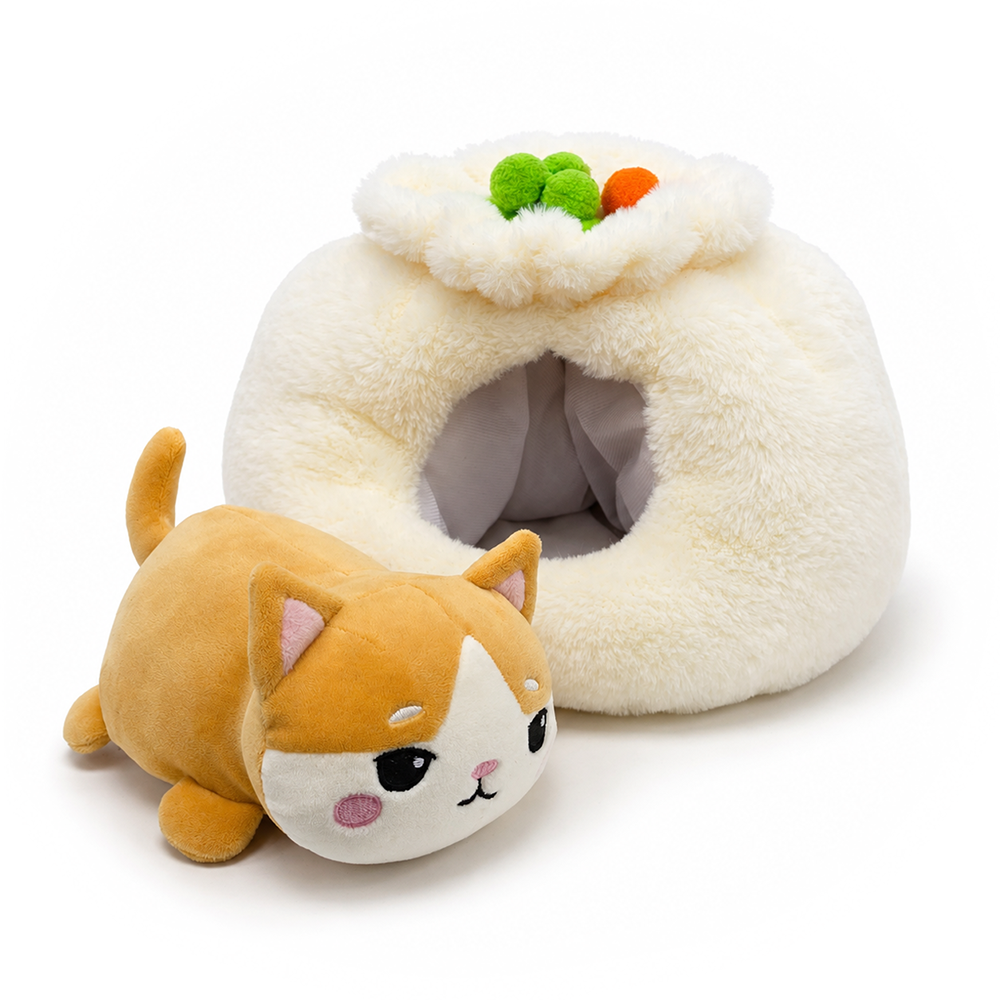 Meow Bao the Dumpling Kitty Plushie Set, 7.5" Adorable Soup Dumpling Stuffed Animal Toy for Kids OrnamentallyYou
