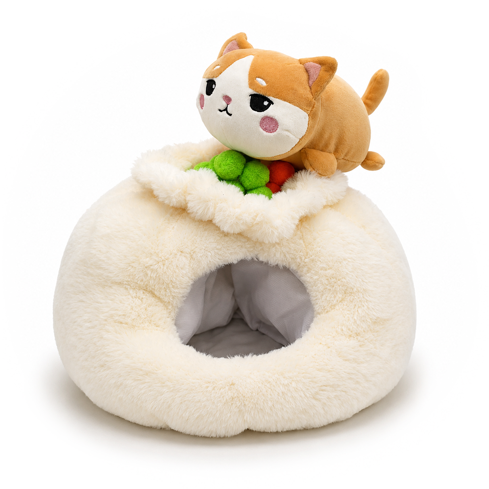Meow Bao the Dumpling Kitty Plushie Set, 7.5" Adorable Soup Dumpling Stuffed Animal Toy for Kids OrnamentallyYou