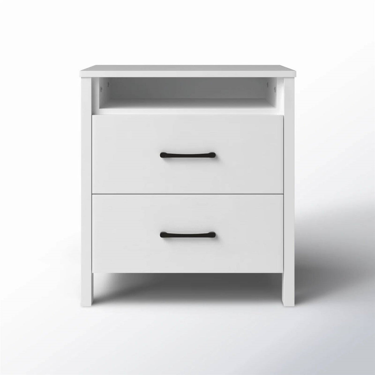Modern 2-Drawer Bedside Table Nightstand in White Wood Finish HomePacific