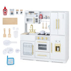 Wooden Play Kitchen with Lights & Sounds for Kids Ages 3+