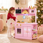 Wooden Play Kitchen with Lights & Sounds for Toddlers 3+