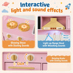 Wooden Play Kitchen with Lights & Sounds for Toddlers 3+