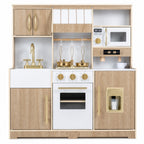 Wooden Play Kitchen Set with Lights & Sounds for Toddlers