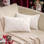 12''x20'' tufted floral lumbar support 100% cotton throw pillow | 7 colors textured daisy stitch design | boho chic lumbar & accent pillow | insert included