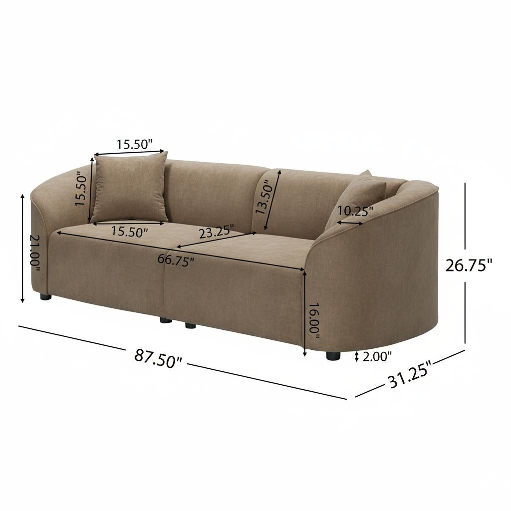 87" Curved Contemporary Sofa in Brown HouseOfZazla