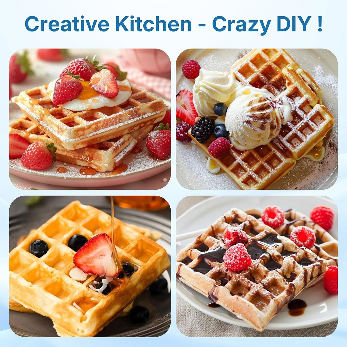 Belgian Waffle Iron - 2 Slices, Electric Waffle Maker HouseOfZazla