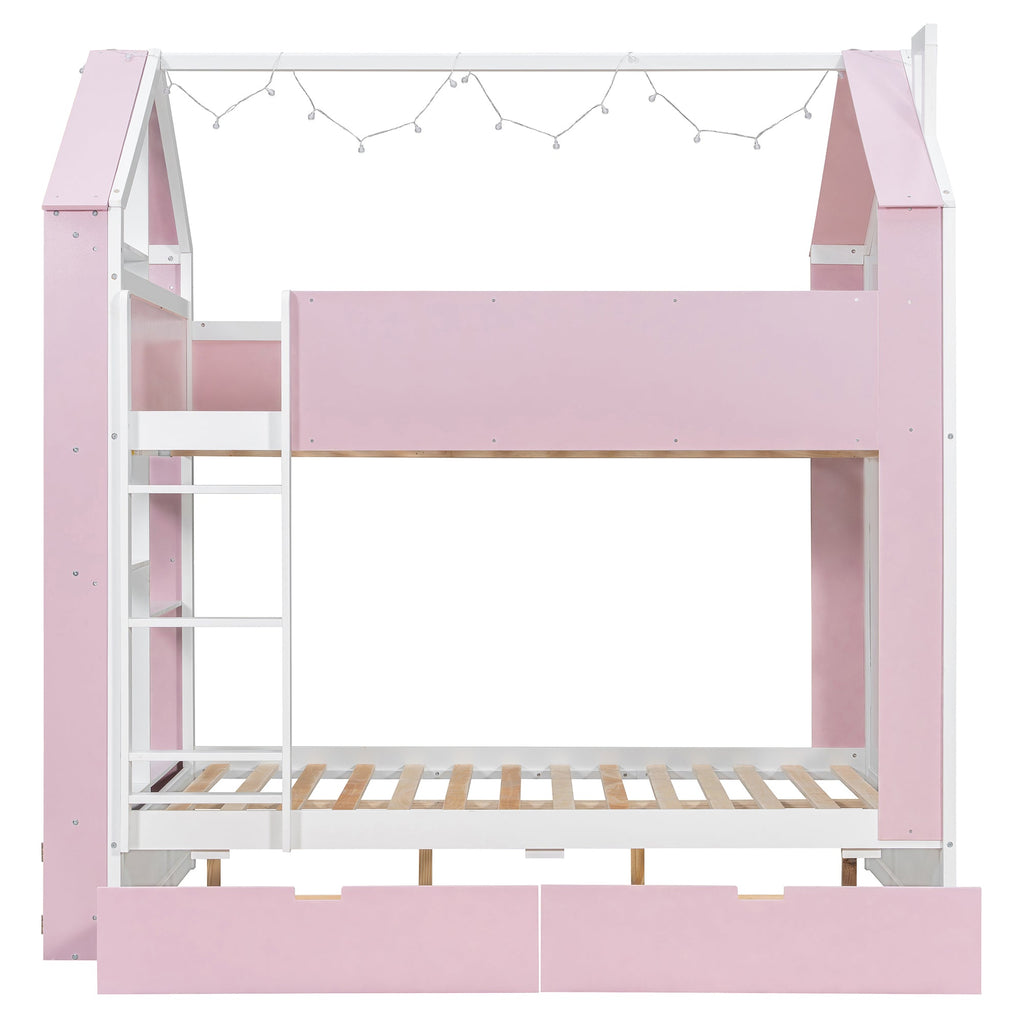 Full Size Bunk Bed with Storage Drawers & Shelves