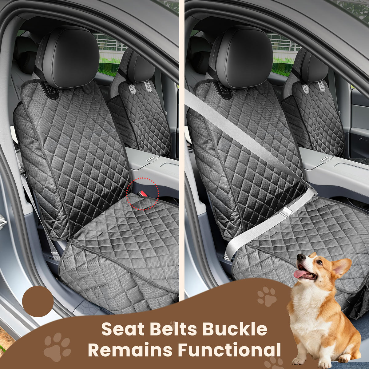 2 Pack Dog Car Seat Cover For Front Seat, Waterproof Car Seat Protector 900D Tear-resistant Front Seat Cover For Dogs, Full Side Flaps, Non-slip, Universal Fit For Cars Trucks SUVs, Easy To Clean