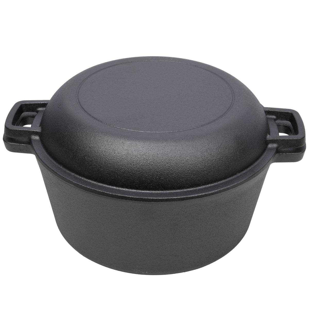 2 in 1 Pre-Seasoned Cast Iron Dutch Oven With Dual Handles, Outdoor Camping Deep Pot for Camping Fireplace Cooking BBQ Baking Campfire, 5 Quart.With 2pcs Silicone Handel Covers. Montret