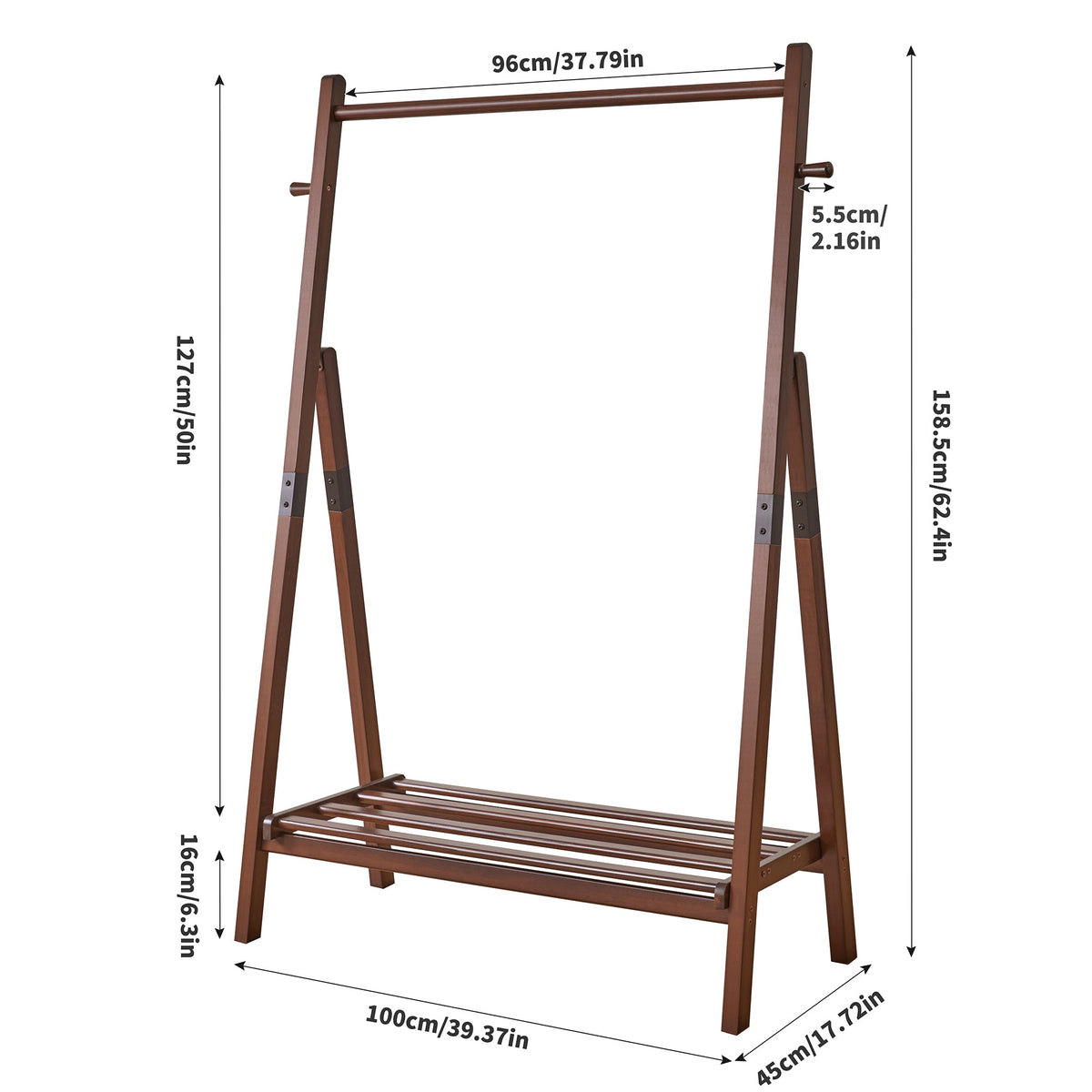 Heavy-Duty Solid Wood Freestanding Clothes Rack HouseOfZazla