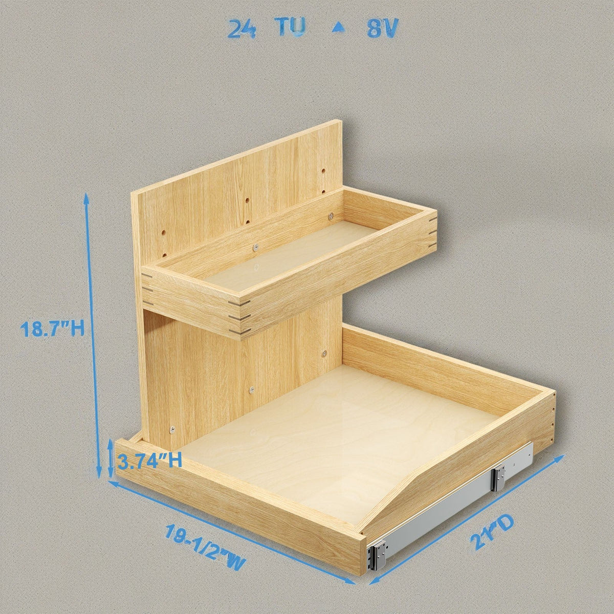 2 Tier Pull Out Under Sink Organizer with Full-Tension Slides - Natural Wood HouseOfZazla