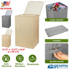 Foldable Laundry Hampers Washing Clothes Laundry Basket w/ Lid Handles Storage Organizer