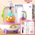 Electric Mini Finger-Powered Pottery Wheel Kit Handmade Set With No-Bake Clay Toys