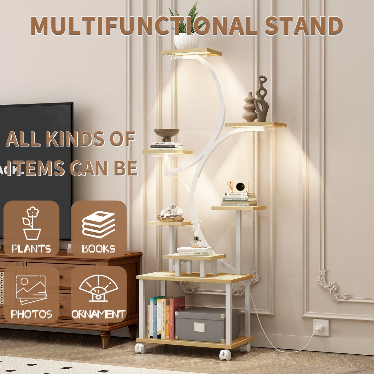 62" Tall Indoor Plant Stand with Grow Lights - 8 Tiered Shelf HouseOfZazla