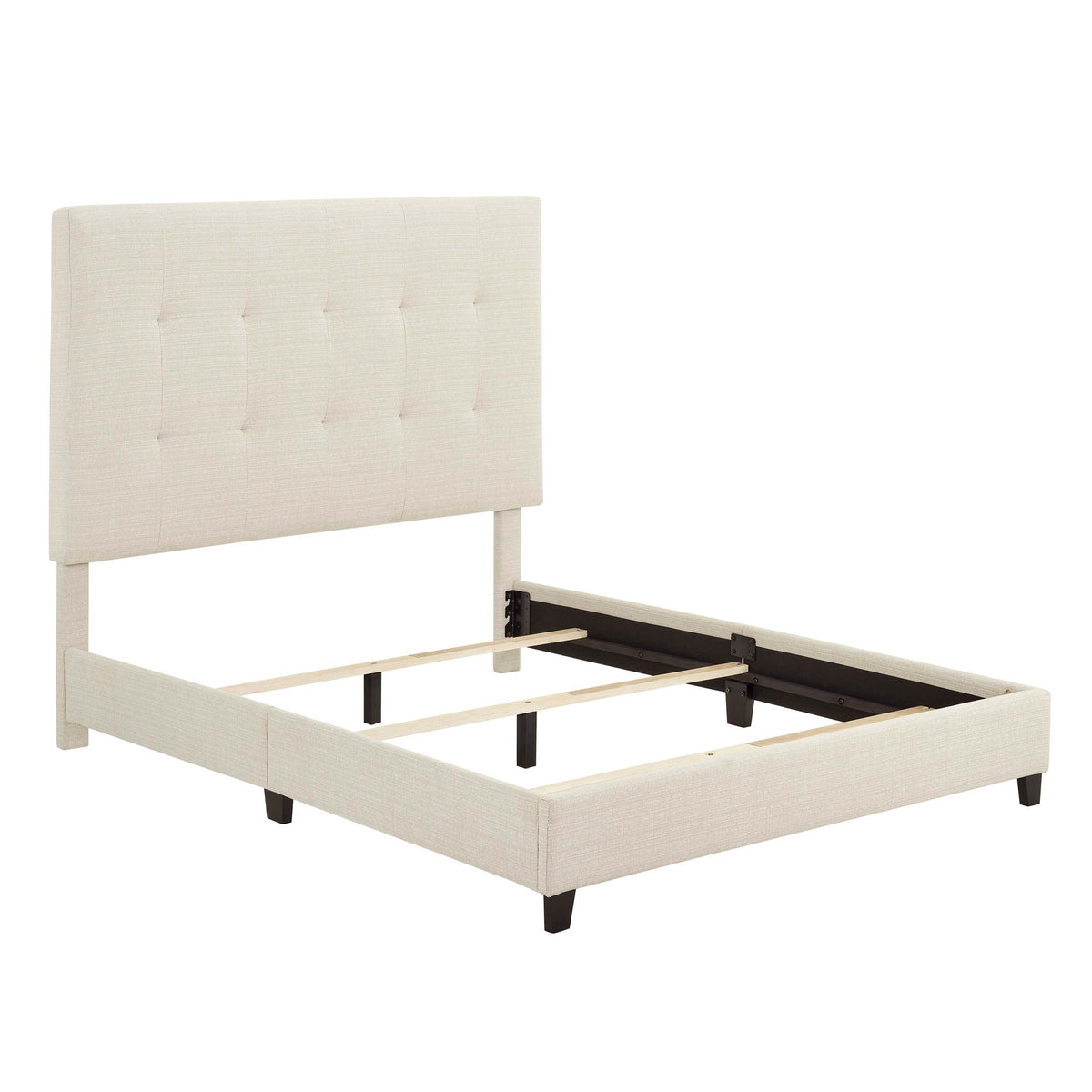Tufted Upholstered Headboard Platform Bed with Padded Headboard - Queen, Beige or Dark Green HouseOfZazla