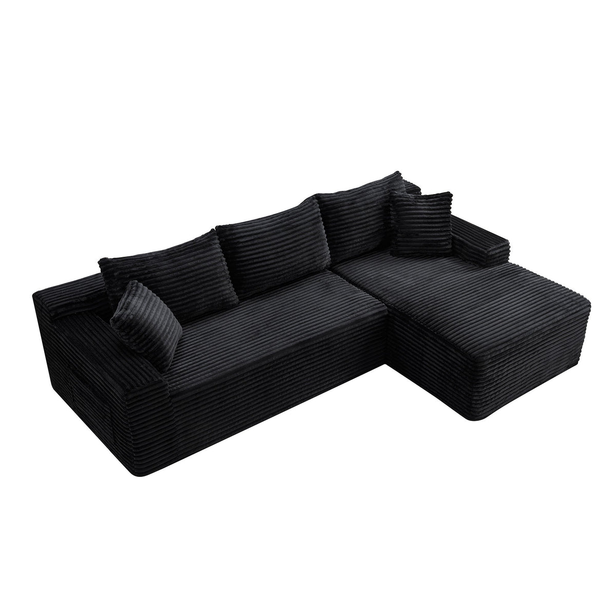 Corduroy Sectional Sofa with L-Shape Chaise - 106.3" Cloud Modular in Charcoal HouseOfZazla