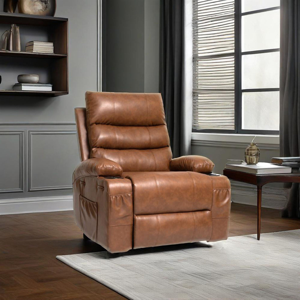 Large Size Electric Power Lift Recliner Chair Sofa With 8 Point Vibration Massage And Lumbar Heat Unique Piece Furniture